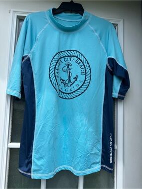 Panama City Beach Rash Guard - Aqua & Navy size L